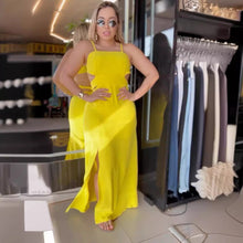 Load image into Gallery viewer, Women Solid Color Sleeveless Split Hip Strap Backless Dress