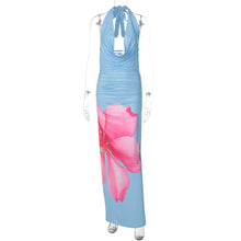 Load image into Gallery viewer, Spring Sexy Backless Slim Fit Maxi Dress Lace up Halterneck Printed Dress