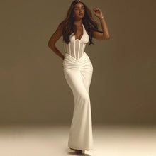 Load image into Gallery viewer, Elegant Women Lace up Maxi Dress Sexy Backless Pleated Sheath Dress