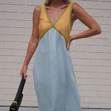 Load image into Gallery viewer, Fashionable V Neck Sleeveless Color Matching Cuprammonuium Large Swing Dress Spring Summer