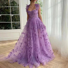 Load image into Gallery viewer, Women Wedding Dress Tulle Spaghetti Straps Sleeveless High Slit Bridal Party Beach Dress