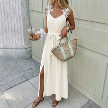 Load image into Gallery viewer, Summer Lightly Mature Cami Dress Solid Color Split Sleeveless Dress