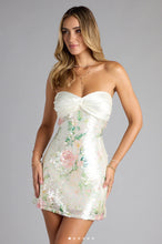 Load image into Gallery viewer, Dress Women Floral Print Pleated Drawstring Pleated Bow Dress