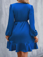 Load image into Gallery viewer, V neck Dress Satin Waist Tight Low Cut Casual Midi Dress Sweet Women Clothing