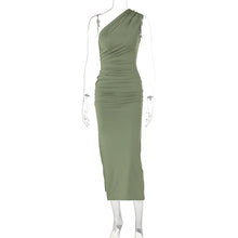 Load image into Gallery viewer, Summer Shoulder Solid Color Split Sleeveless Sexy Sexy Slim Fit Dress