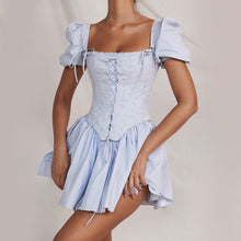 Load image into Gallery viewer, Women Clothing Bubble Sleeve Square Collar Dress Corset Princess Two Piece Sexy Dopamine Wear