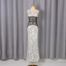 Load image into Gallery viewer, High Grade Elegant Polka Dot Lace Patchwork Waist Slimming Halter Sexy Dress Women