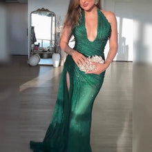 Load image into Gallery viewer, Spring Autumn Sequined Halter Split Dress Casual Party Stretch Dress