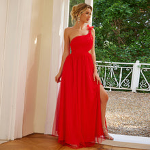 Load image into Gallery viewer, Women Clothing Shoulder Solid Color Voile Slit Slim Fitting Dress