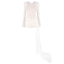 Load image into Gallery viewer, Women Clothes Summer Sexy round Neck Lace Stitching Long Sleeve Slim Fit Beaded Dress