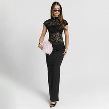 Load image into Gallery viewer, Women Clothing Autumn Winter Sexy Slim Fit Fashionable Lace Turtleneck Back Slit Sheath Dress