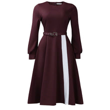 Load image into Gallery viewer, Women Clothing Long Sleeve round Neck Solid Color High Waist Elegant Spliced African Dress