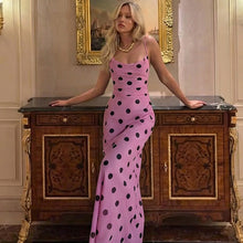 Load image into Gallery viewer, Sexy Backless Swing Collar Slim Fit Long Strap Polka Dot Dress Women