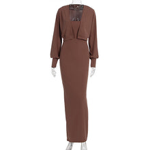 Load image into Gallery viewer, Women Autumn Long Sleeve Top Sexy Pure Want Sheath Dress Two Piece Sets