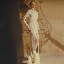 Load image into Gallery viewer, Bead Long Sleeve Bandage One Piece Dress Ladies Party Elegant Graceful Formal Dress
