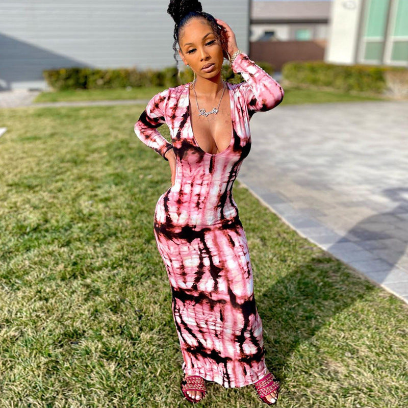 Women Clothing Spring Summer Colorful Tie Dye off Shoulder Tube Top Dress
