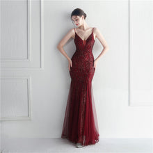 Load image into Gallery viewer, Popular Mesh Beads Sequined Dress Long Evening Dress Star Event Exhibition Stage