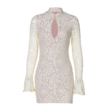 Load image into Gallery viewer, Women Clothing Winter Sexy Lace Cutout Package Hip Flare Sleeve Dress