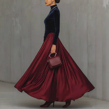 Load image into Gallery viewer, Spring Elegant Big Hem Umbrella Velvet Stitching Contrast Color Turtleneck Dress