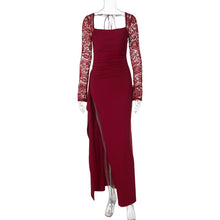 Load image into Gallery viewer, Women Clothing Winter Lace Long Sleeve Sexy Backless Slim Fit Slit Dress for Women