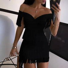 Load image into Gallery viewer, Tight Dress off Shoulder Tassel Tight