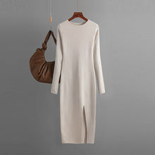 Load image into Gallery viewer, Autumn Winter Slim Fit Knitted Dress Women Inner Wear Outer Wear Mid Length Long Sleeve Tight Bottoming Hip