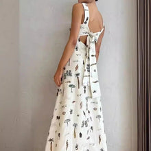Load image into Gallery viewer, Bow Bandage Summer Maxi Dress Women Cothing Printed Sleeveless Office Long Suspender Amplified craft