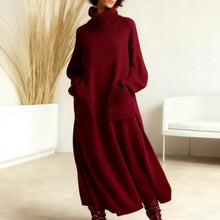 Load image into Gallery viewer, High Neck Woolen Dress Loose Woolen Coat