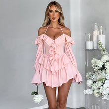 Load image into Gallery viewer, Women Clothing Autumn Sexy Halter Low Cut Ruffled Long Sleeve Romper