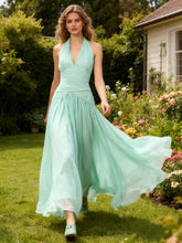 Load image into Gallery viewer, Halter Deep V Plunge High Waist Dress Autumn High Grade Sleeveless Waist Slimming Dress