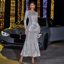 Load image into Gallery viewer, Autumn Winter Sexy Dress Slim Fit Long Sleeved Mopping Party Cocktail Sequined Evening Dress