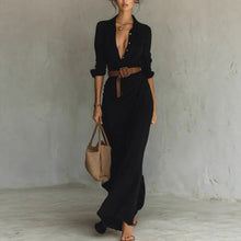 Load image into Gallery viewer, Women Clothing Autumn Elegant Graceful Sexy Solid Color Irregular Asymmetric Pleated Dress with Belt