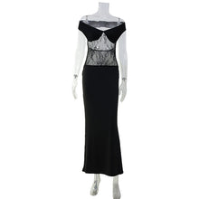 Load image into Gallery viewer, Black French Sexy Lace Stitching Sexy off Shoulder Slim Sheath Dress for Women