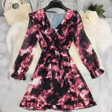 Load image into Gallery viewer, Autumn Bohemian Printed Loose Long Sleeves Short Dress Women Clothing