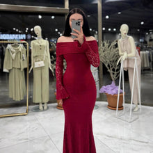 Load image into Gallery viewer, Women Maxi Dress off Shoulder Sexy Lace Long Sleeve Dress