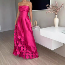 Load image into Gallery viewer, Stitching round Satin Sexy Tube Top High Waist Dress Evening Dress