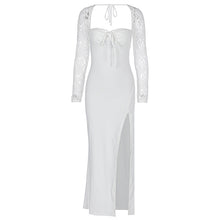 Load image into Gallery viewer, Autumn Women Wear Low Cut Self Tie Lace Slim Fit Slit Sexy Dress