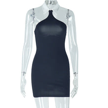 Load image into Gallery viewer, Women Wear Backless Slim Fit Solid Color Hip Sleeveless Mid Waist Halter Blouse Collar Dress