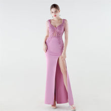 Load image into Gallery viewer, Heavy Industry Boning Corset Waist Binding Rhinestone Floral Evening Dress