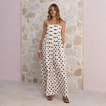 Load image into Gallery viewer, Summer Polka Dot Printed Pleated Craft Sweet Spaghetti Strap Mid Length Dress