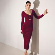 Load image into Gallery viewer, Elegant Sexy Deep V Plunge neck Top Hollow Out Cutout out Slim Fit Slimming Party Hip Dress