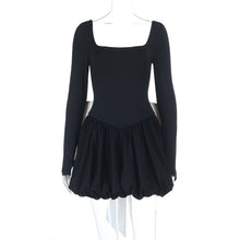 Load image into Gallery viewer, Sexy Square Neck Bow Dress Autumn Winter Contrast Color Sexy Bud