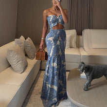 Load image into Gallery viewer, Spring Summer Halterneck Printed Pleated Dress Casual Loose Vacation Dress