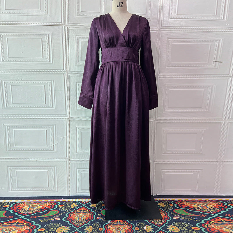 Women Clothing Design Loose Long Solid Color Dress