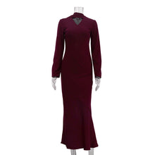 Load image into Gallery viewer, Autumn Scarf V neck Long Sleeve Elegant WomenElegant Dress