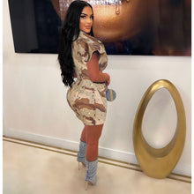 Load image into Gallery viewer, Women Clothing Personalized Sexy Large Collared Camouflage Tight Dress