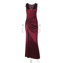 Load image into Gallery viewer, Sexy Deep V Plunge neck Satin Split Sling Dress Women Slim Formal Dress
