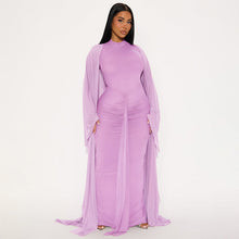 Load image into Gallery viewer, Women Clothing Pullover Backless Long Sleeves Ribbon Dress Mesh Long Wrap Slim Fit Two Piece Sets