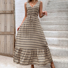 Load image into Gallery viewer, Summer Women Rhombus Prints Sleeveless Dress