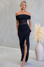 Load image into Gallery viewer, Split Ruffled Solid Color Hollow Out Cutout Mesh Sheath Dress